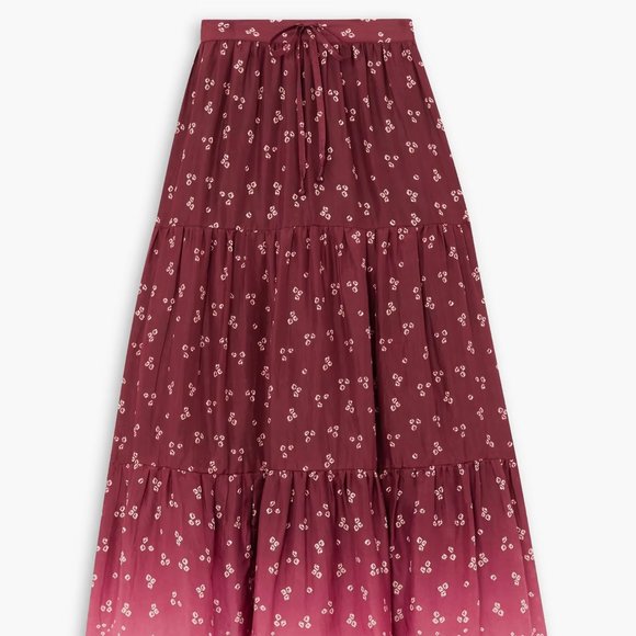 HANNAH Layla tiered printed silk-habotai skirt - Picture 2 of 6